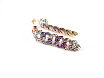 oorringen oorbellen in zilver roze goud verguld Model Gourmette multicolor