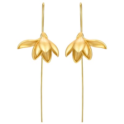 Oorbellen Zilver - Lelie - Zilveren Oorhangers - Verguld