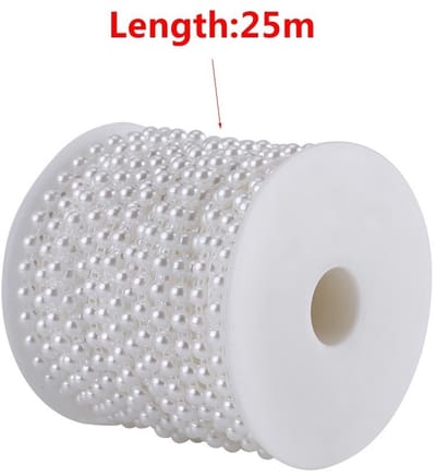 Dailygoods- Parelkralen 25m/rol - Elegante Dubbele Kralen - Imitatieparels - Decoratie Bruiloft - Knutselaccessoires - Geschikt voor Feestdecoraties - Decoratiekralen