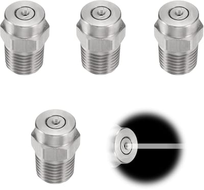 Dailygoods- Schroefdraadsluitringen 4 stuks - Sproeikop 0 graden - Opening 1,236 mm - 1/4 inch mannelijk NPT - Roestvrij staal - Voor hogedrukreiniger