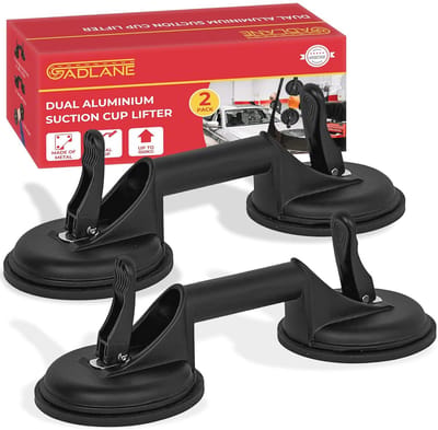 Dubbele Zuignap Lifter - Heavy Duty Aluminium - Voor Glas, Kunststof en Tegels - 11,9 cm Diameter (Set van 2)