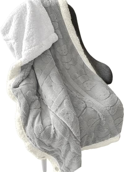 Draagbare Poncho - Wikkeldeken Sjaal - Warm Blijven - Versterkt Flanel - 100x150 cm - Grijs