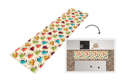 Keukenloper 200x50 cm - Keukenmat vinyl Design - Retro - Theepot - Kleuren - Keukenmatten loper - Keuken vloerkleed tapijt