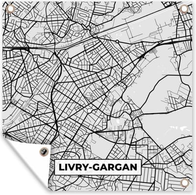 Tuin poster Stadskaart - Frankrijk - Kaart - Livry-Gargan - Plattegrond - 200x200 cm - Tuindoek