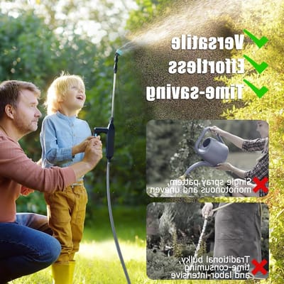 Draadloze elektrische watersproeier, draagbare multifunctionele spuitapparaat voor tuin, met 5m slang en verlengstang, ideaal voor gazon, terras en onkruidbestrijding