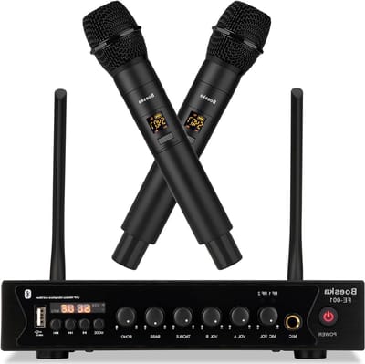 Draadloze Microfoon Set - Karaoke Microfoon UHF Microfoon - Feest Geluid - Dubbel Kanaal - 250 m bereik - Zwart