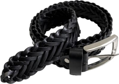 Hommard leren gevlochten riem zwart, echt leer, made in Italy, Black Leather, Unisex