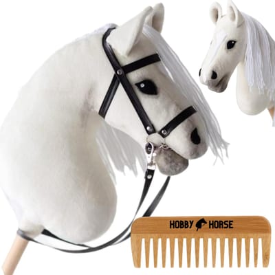 Hobby Paard Paard aan een Stok Paard Paardenhoofd Wit + Kam [M-Hobbyhorse6]