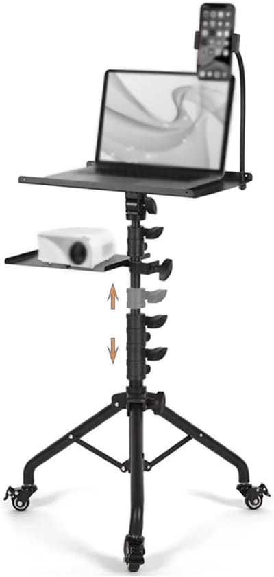 MRKK® Projector Statief – Beamer Statief Met Laptop Verdieping – Verstelbaar Standaard – Met Wieltjes - Zwart
