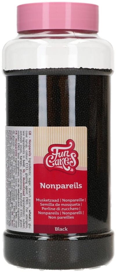 FunCakes NonPareils - Zwart - 800g - Eetbare Decoraties voor Taarten en Cupcakes