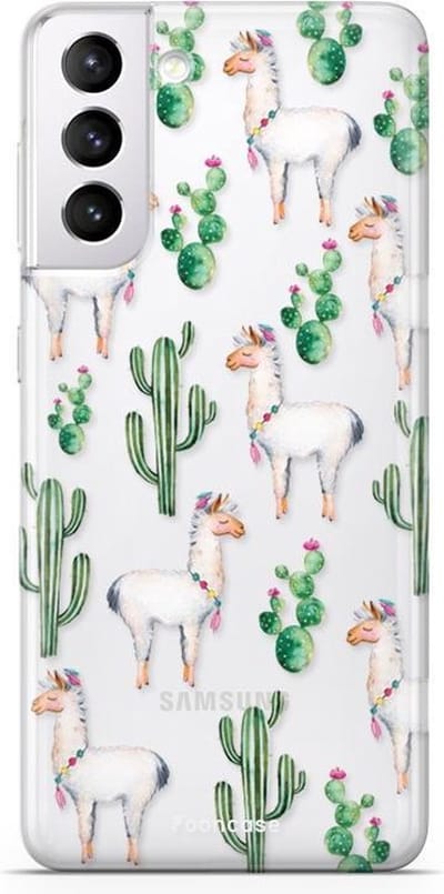 Fooncase Hoesje Geschikt voor Samsung Galaxy S21 - Shockproof Case - Back Cover / Soft Case - Alpaca / Lama