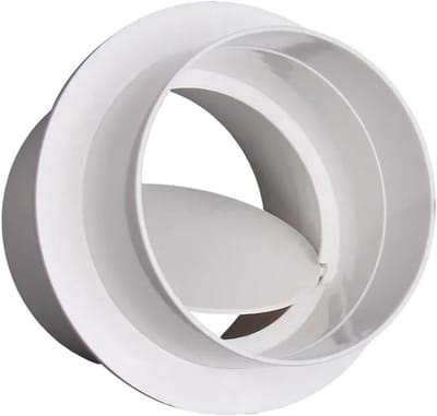 Terugslagklep PVC - Lucht Demper - Ventilatie Verbeteren - Eenrichtingsstroom - 125mm - Wit