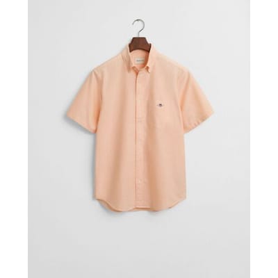 Gant Overhemd Uni Oxford Button Down Short Sleeve Peachy Orange / male