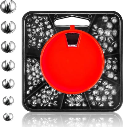 Koperen Lood Gewichten voor Vissen met Opbergdoos, Verwijderbare Gewichten in 7 Maten voor Efficiënt Vissen
