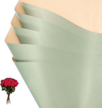 Cadeaupapier, 20 vellen dubbelzijdig waterdicht boeket papier wrap bloemist verpakking bloemen papier voor bruiloft DIY Craft Valentijnsdag Moederdag, groen