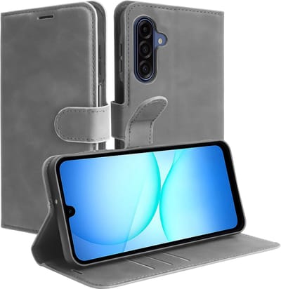 Just in Case hoesje geschikt voor Samsung Galaxy A17 (4G / 5G) Hoesje met Pasjeshouder - Premium Bookcase - Grijs