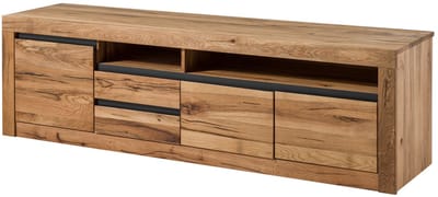 MASSIVMOEBEL24.DE wilde eik / moseik TV-meubel blank massief hout 185x45x55 cm (BxTxH) geolied gemonteerd MONTREUX volledig massief #130