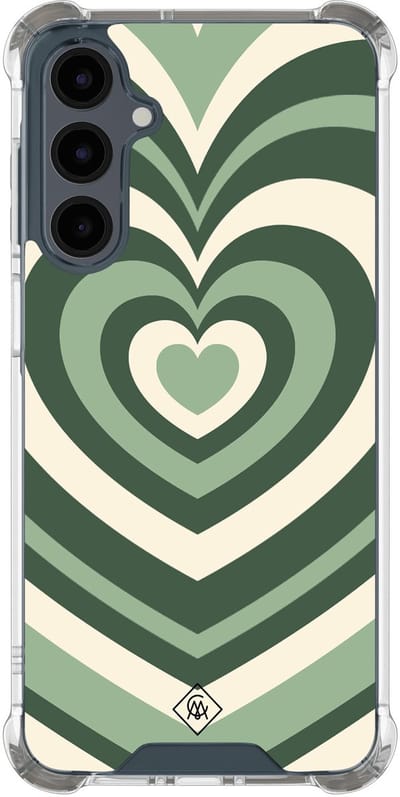 Casimoda® hoesje - Geschikt voor Samsung Galaxy A17 - Groen Hart Swirl - Shockproof case - Extra sterk - TPU/polycarbonaat - Groen, Transparant