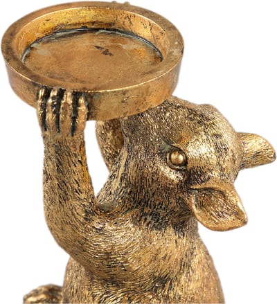 PTMD Miro Gold Polyresin Mouse Candle Holder L