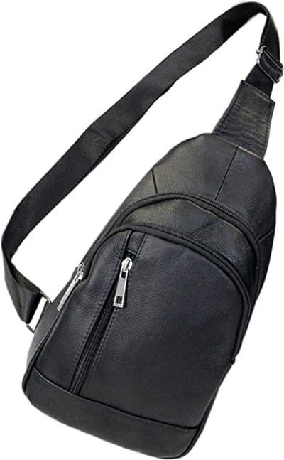 Leren crossbody tas heren zwart - Crossbodytas heren leer - Slingbag - Herentassen schuin - Rugzak schuine schouderband