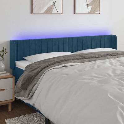 vidaXL - Hoofdbord - LED - 163x16x78/88 - cm - fluweel - donkerblauw