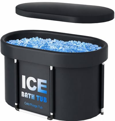 AURORAS-Ovaal IJsbad 450L met Deksel – Draagbaar Koudwaterbad voor Atleten – 6-Laags Cold Plunge voor Binnen & Buiten