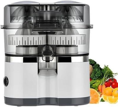 Elektrische Citruspers - Sapcentrifuge - Vers Sap Maken - Dubbele Kop Systeem - 400 ml - Wit