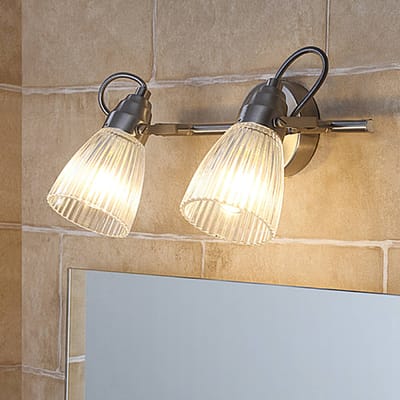 Lindby badkamer wandlamp Kara, 31 cm, 2-lamps, glas, IP44, G9