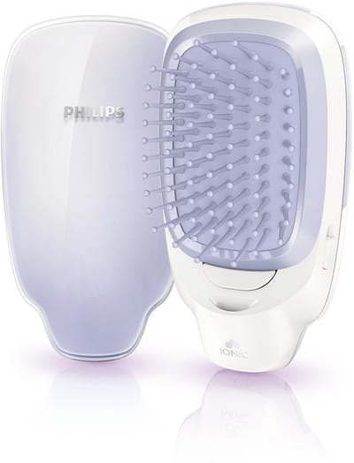 Philips EasyShine HP4585/05 Ionische Haarborstel – Anti-Statisch & Anti-Pluis Reisborstel op Batterij - Pastelpaars / Wit