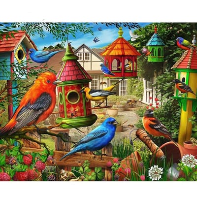 5D DIY diamant schilderij gekleurde vogels borduurwerk mozaïek kruissteek strass decor 20X30CM blue