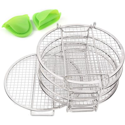 Grille de déshydratation empilable Grille de séchage en acier inoxydable avec gants anti-brûlures Adaptée pour Ninja Foodi