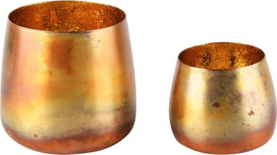 Dekoratief | Set 2 theelichthouders 'Copper Sky', metaal, 10x10x10cm | A248172