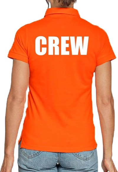 Crew poloshirt oranje voor dames - teamshirt polo t-shirt S