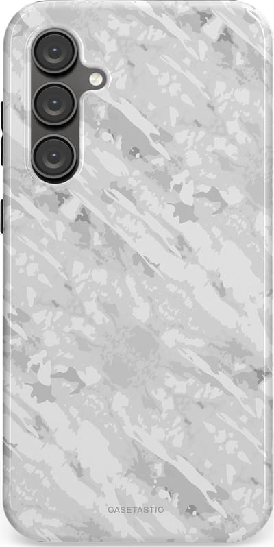 Casetastic hoesje geschikt voor Samsung Galaxy S23 FE - Dubbellaagse bescherming - Winterse Camouflage - Fashion Case - Lichtgrijs Wit