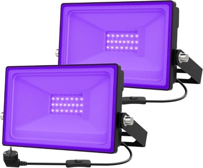 2 Stuks 20 W LED Blacklight Spots IP66 Waterdichte Blacklight Lamp UV Schijnwerper Met Stekker Fluorescerende UV Schijnwerper Podiumverlichting UV Licht Voor Party Disco Neonkleuren