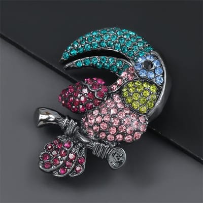 Europese En Amerikaanse Legering Strass Toekan Toekan Broche Vrouwelijke Speld Net Rood Trend Corsage Accessoires gray