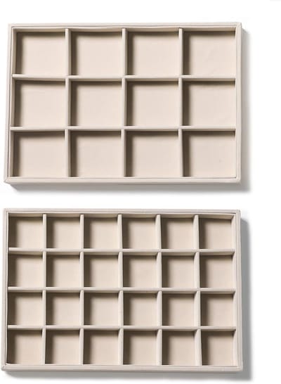 Sieraden Organizer Set voor het Opbergen van Oorbellen, Ringen en Kettingen - Beige (2 Stuks)