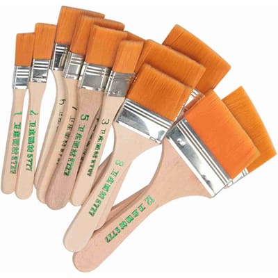 12 stuks Set Platte Nylon Haar Houten Penhouder Olieverf Penseel Barbecue Penseel Verfkwasten Kunstbenodigdheden
