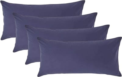 Homescapes Kussensloop 40x80 cm Set van 4 – Marineblauw – 100% Egyptisch Perkal Katoen – 200 TC