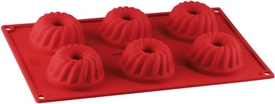 Famanu - Mini tulbandvorm, 6 stuks, silicone, flexibel, tulbandbakvorm, voor schattige mini-tulbandjes, praktische plastic siliconen, aantal: 1 stuk, rood