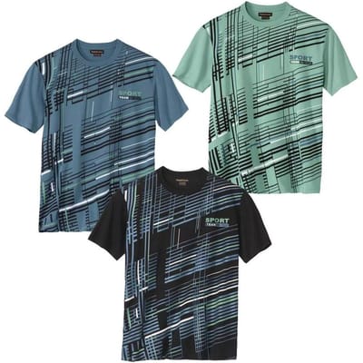 Atlas For Men Heren T-shirt met Grafische Print (Pakket van 3) XXL black