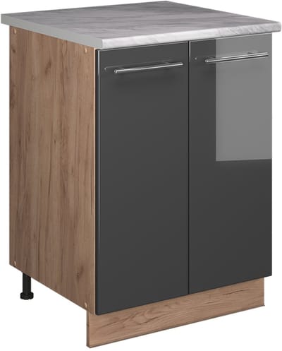 Vicco Wastafelkast Fame-Line, Antraciet Hoogglans/Goudkleurig Eiken, 60 cm