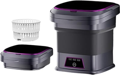 Mini draagbare wasmachine 13L, opvouwbare mini-wasmachine met centrifuge en droogmand, 3 wasprogramma's voor kleine wasjes, ruimtebesparend voor appartement/studentenkamer/camper/op reis (zwart)