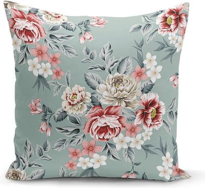 Kussensloop - kussenhoes - Sierkussenhoes - hoes voor sierkussens - Bloemen op Licht Blauw - 45x45 - Aan beide zijdig bedrukt