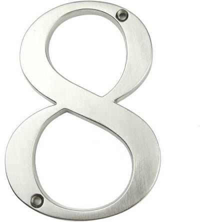 Huisnummer Zilver 10 cm nr. 8 - Chrome Huisnummer - Klassiek huisnummer 100 mm