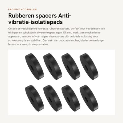 Dailygoods- Rubberen Spacers 8 Stuks - 10 x 10 x 50 mm - Antivibratiepads - Schokabsorptie - Geluidsreductie - Duurzaam Rubber - Dempers