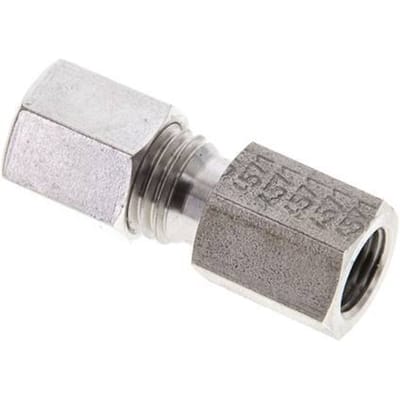 6L & M10x1 RVS Rechte Snijringkoppeling Binnendraad 315bar ISO 8434-1