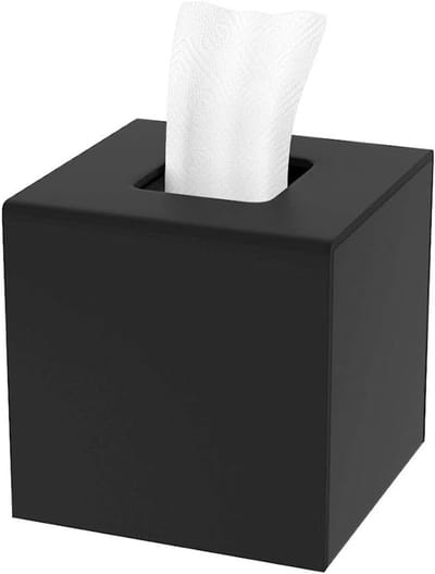 Cosmetische Handdoekdoos van Acryl met Magnetische Deksel voor Badkamer, Slaapkamer en Kantoor (Matte Zwart, 14 x 14 x 14 cm) - Stijlvol, Functioneel en Ruimtebesparend