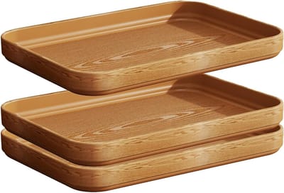 Set Dienbladen - Plastic Bakjes - Keuken Gebruik - Lekvrij Ontwerp - 22 x 32 x 3 cm - Geel