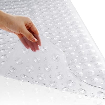 Ibenzoa® Transparante antislip badmat met afvoergaten en zuignappen, extra lang